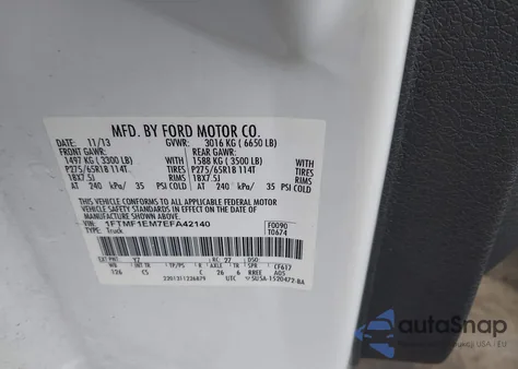 2014 Ford F-150 Stx из США, поврежденный, VIN 1FTMF1EM7EFA42140